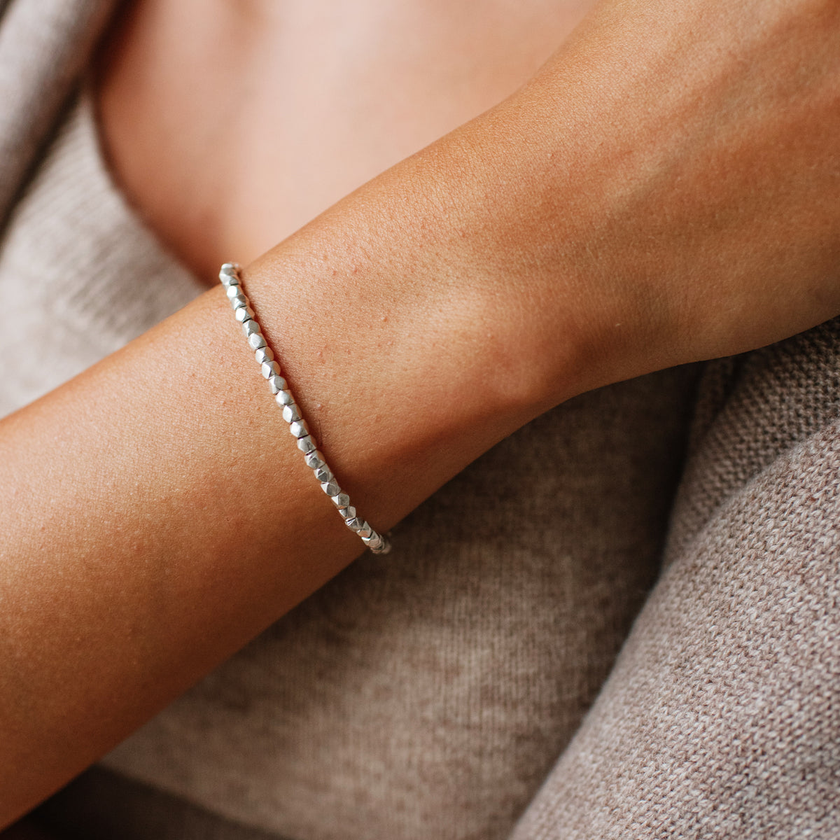 Iconic Metal Beaded Stretch Bracelet