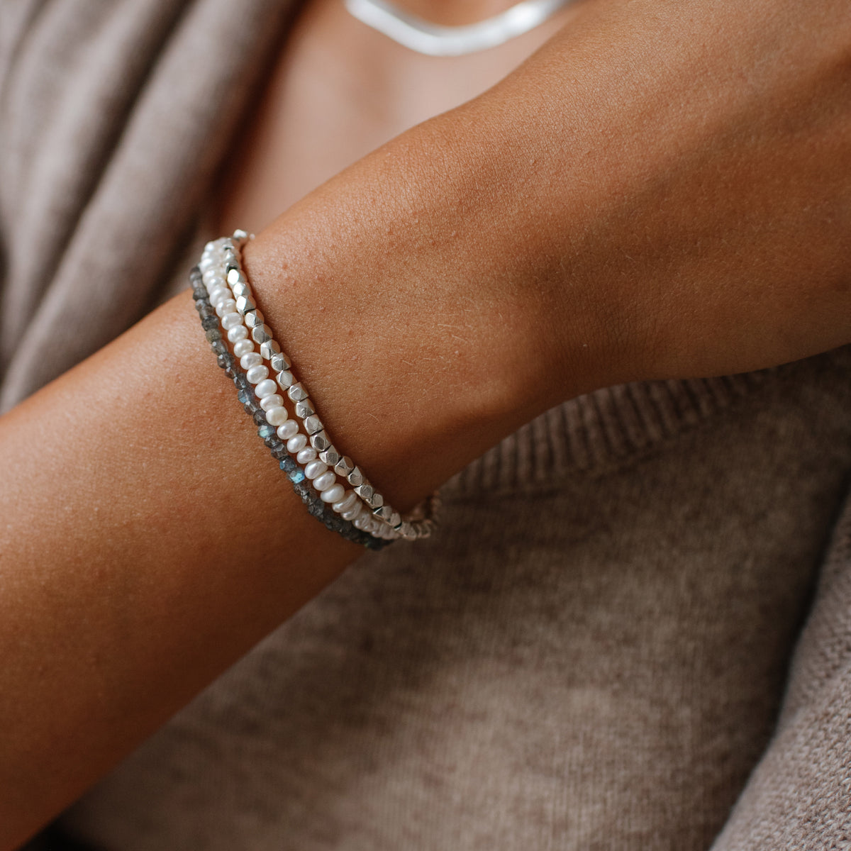 Iconic Metal Beaded Stretch Bracelet