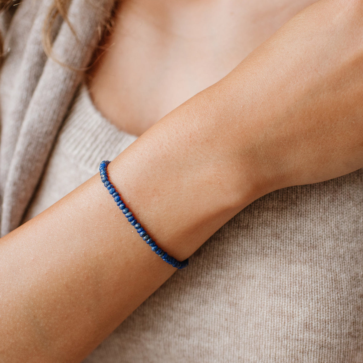 Iconic Beaded Stretch Bracelet - Lapis