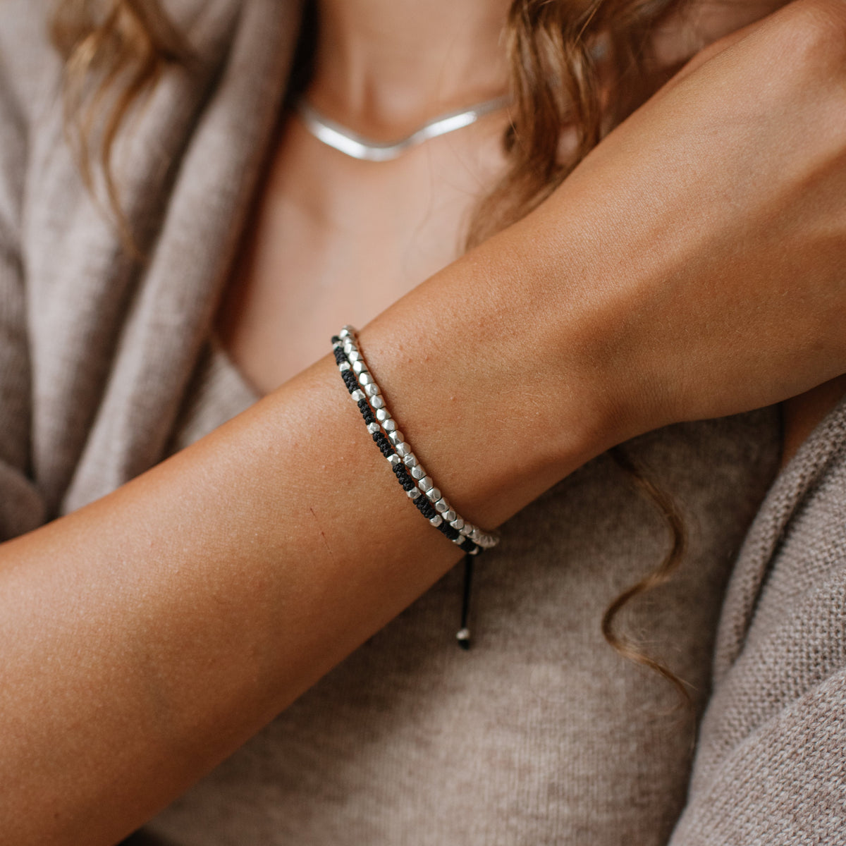 Joy Adjustable Friendship Bracelet - Black