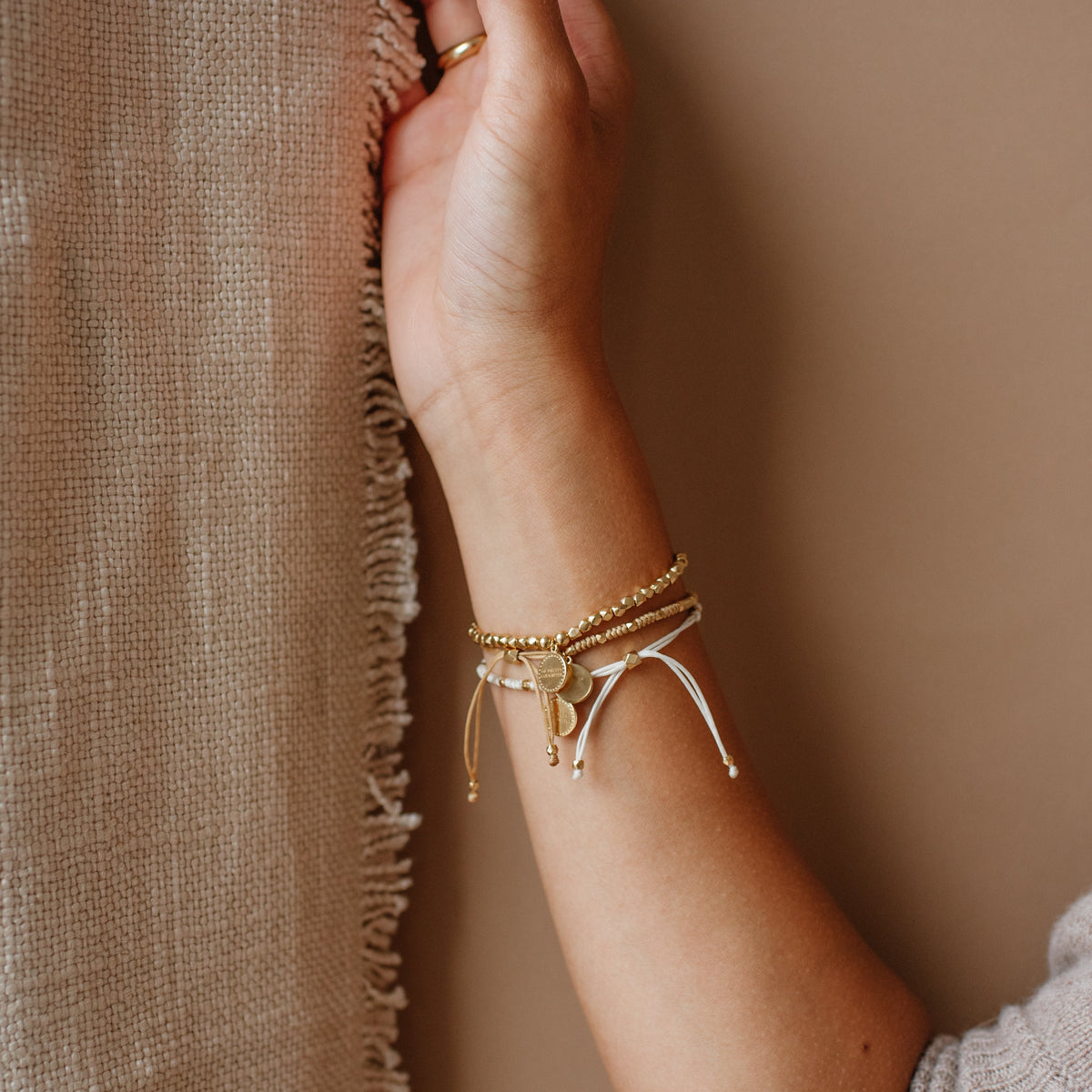 Joy Adjustable Friendship Bracelet - Cream