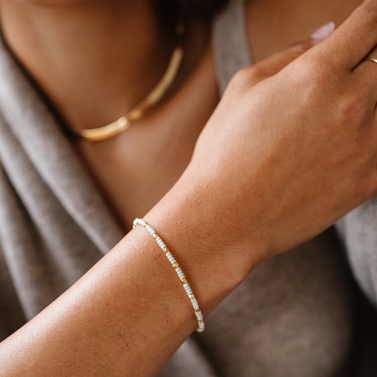 Joy Adjustable Friendship Bracelet - Cream