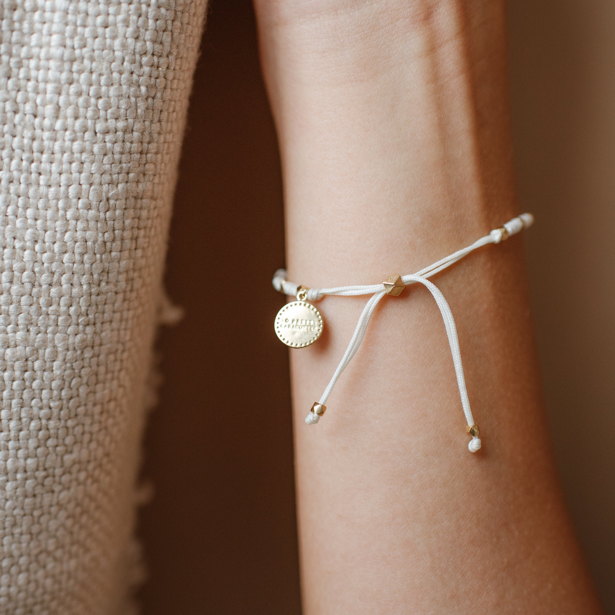 Joy Adjustable Friendship Bracelet - Cream
