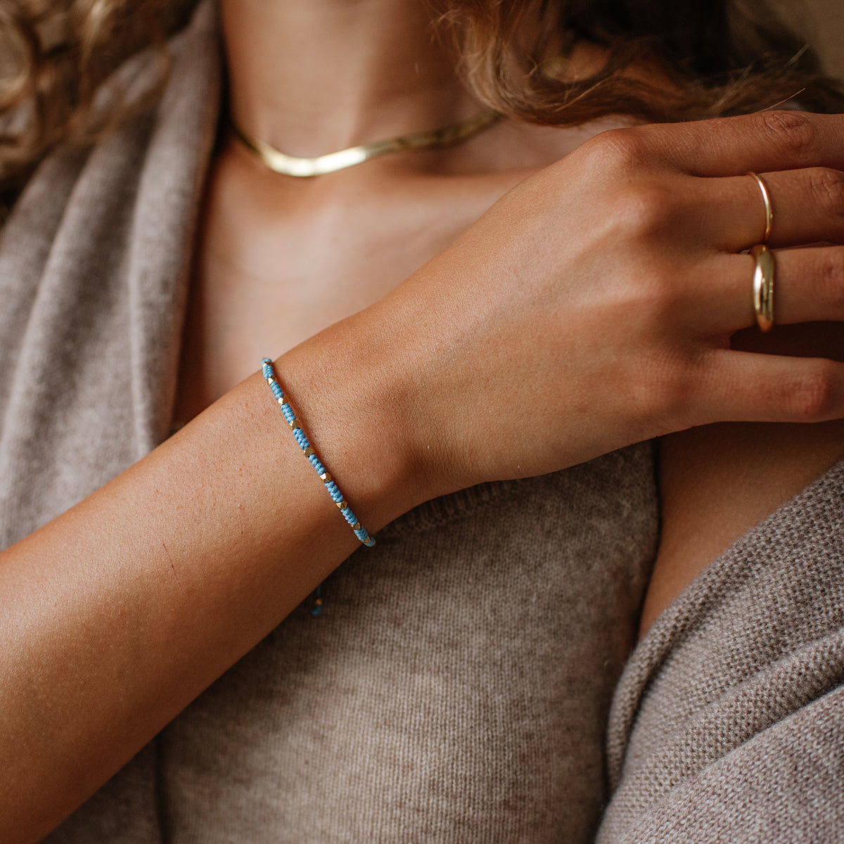 Joy Adjustable Friendship Bracelet - Denim Blue
