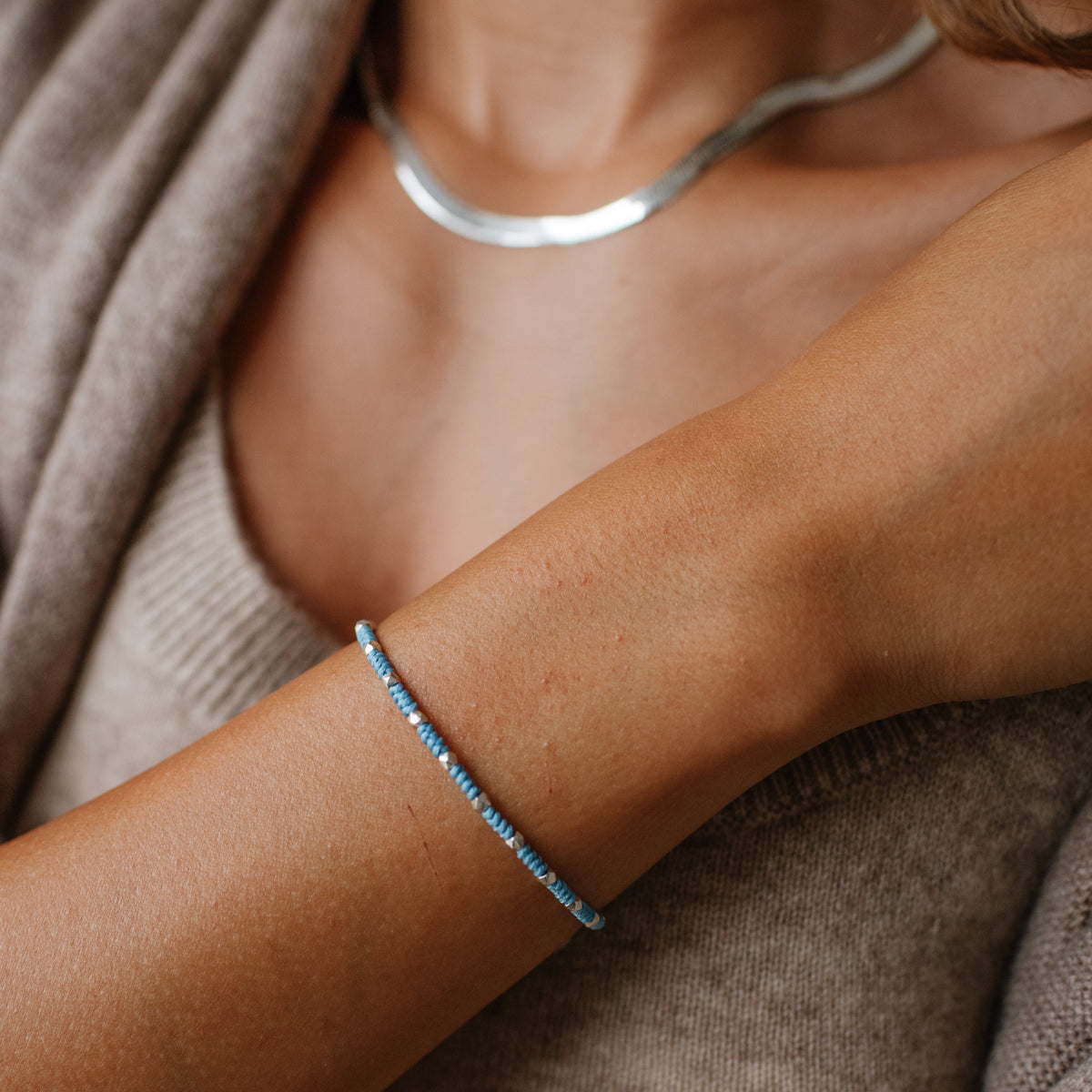 Joy Adjustable Friendship Bracelet - Denim Blue