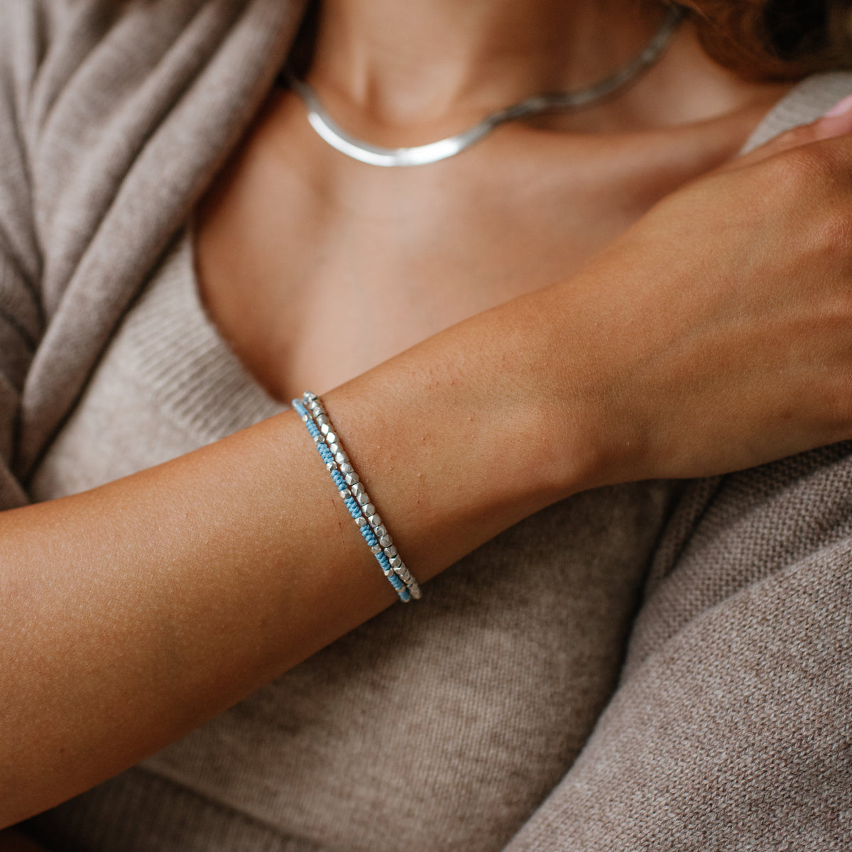 Joy Adjustable Friendship Bracelet - Denim Blue