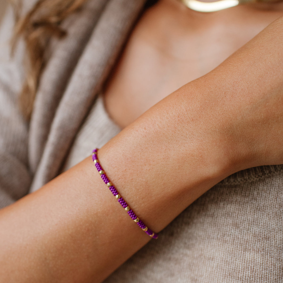 Joy Adjustable Friendship Bracelet - Purple