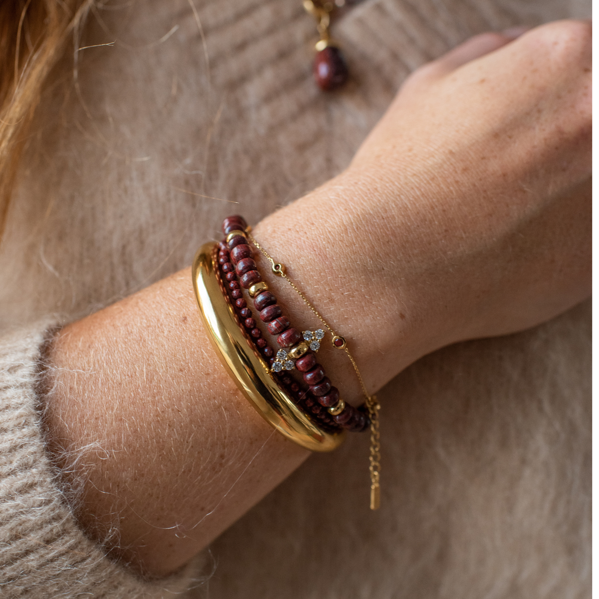 Joy Beaded Crystal Bracelet - Sedona Red Jasper