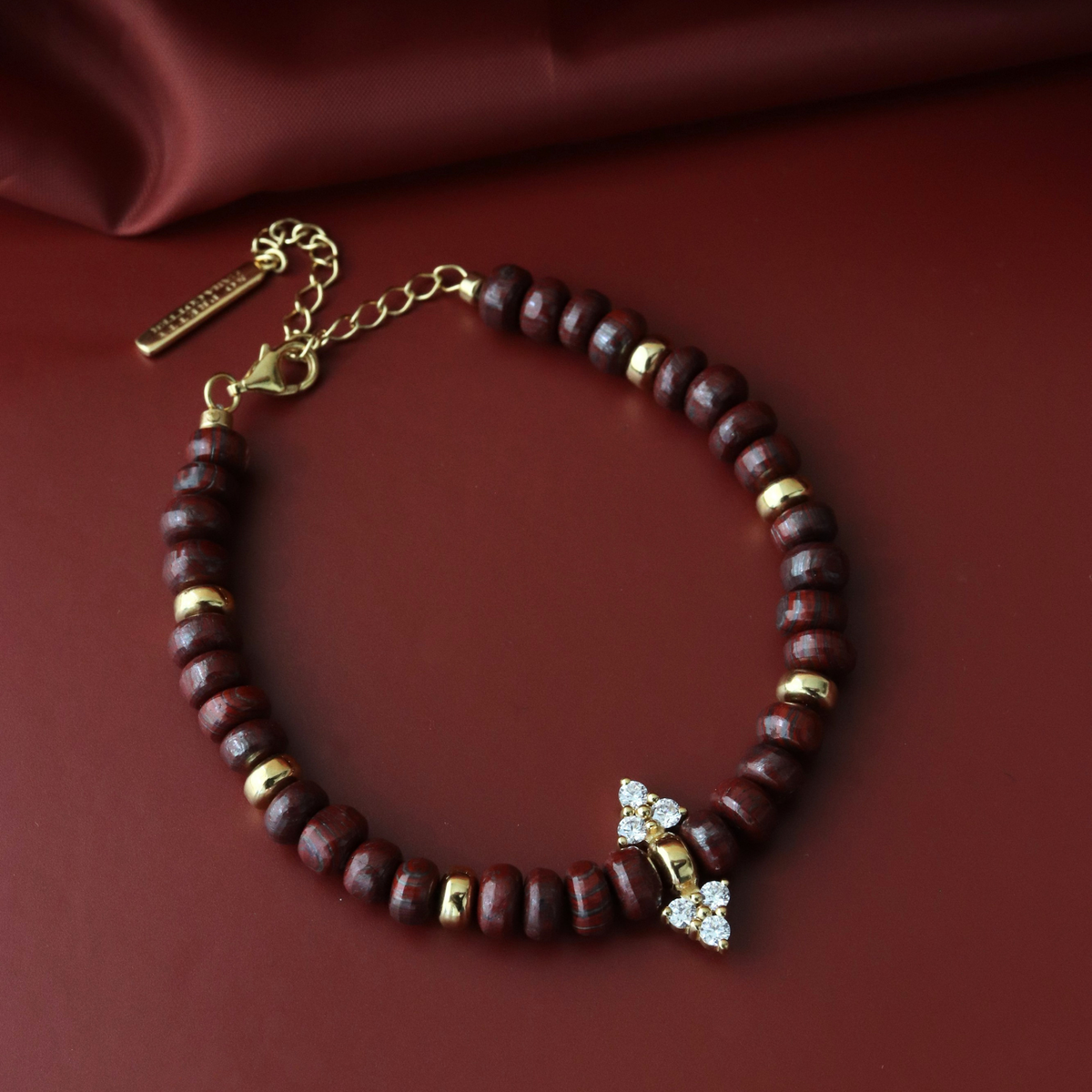 Joy Beaded Crystal Bracelet - Sedona Red Jasper
