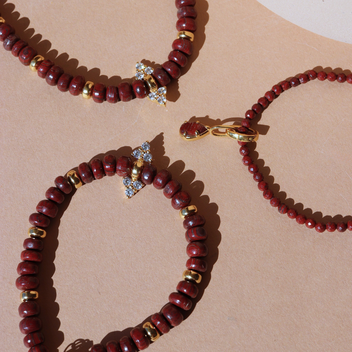 Joy Beaded Crystal Bracelet - Sedona Red Jasper