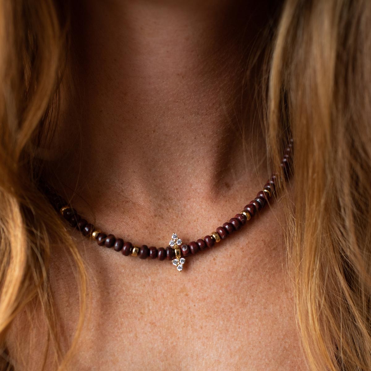 Preorder Joy Beaded Crystal Necklace - Sedona Red Jasper