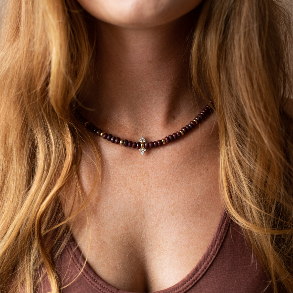 Preorder Joy Beaded Crystal Necklace - Sedona Red Jasper