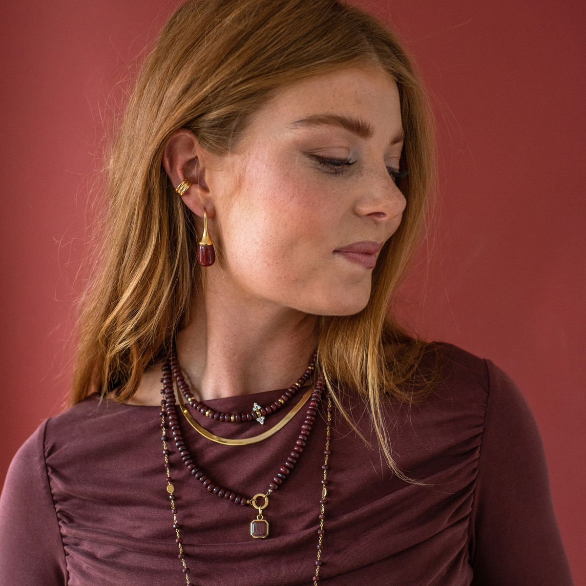 Preorder Joy Beaded Crystal Necklace - Sedona Red Jasper