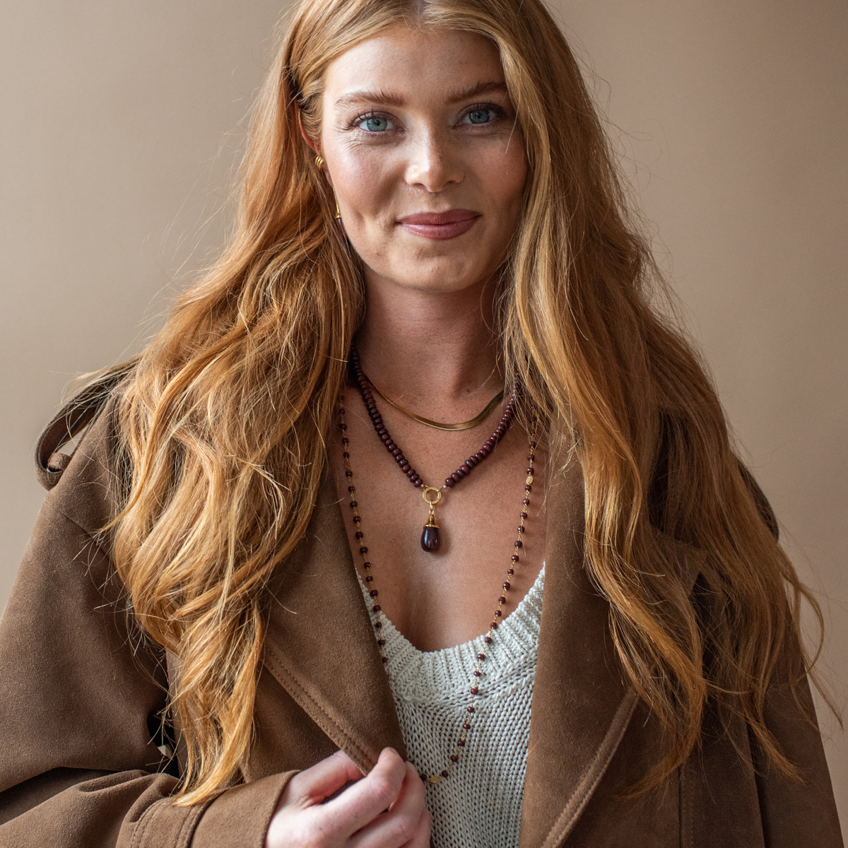 Preorder Joy Beaded Open Ended Necklace - Sedona Red Jasper - Choose Connector