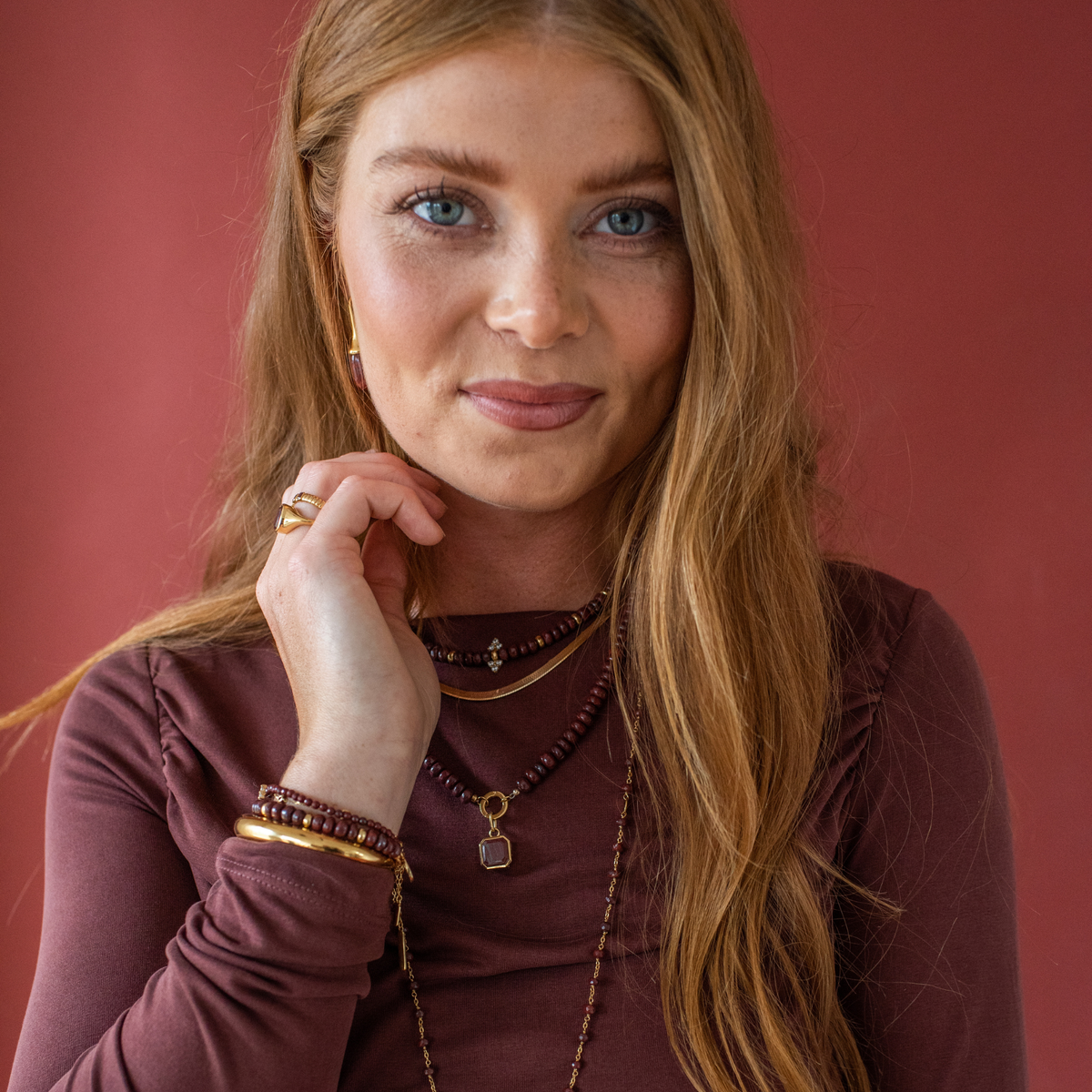 Preorder Joy Beaded Open Ended Necklace - Sedona Red Jasper - Choose Connector