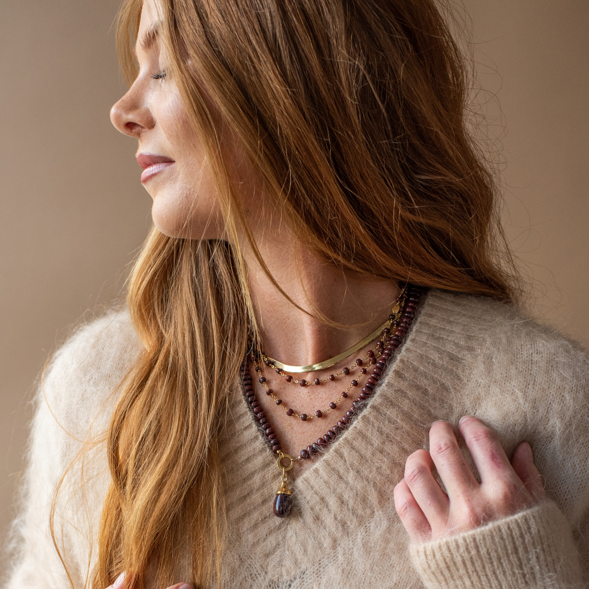 Preorder Joy Beaded Open Ended Necklace - Sedona Red Jasper - Choose Connector