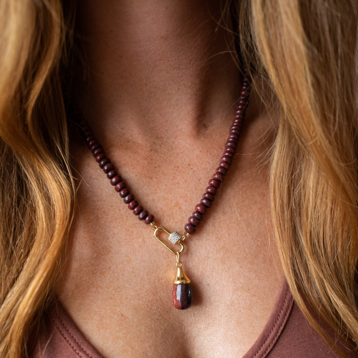 Preorder Joy Beaded Open Ended Necklace - Sedona Red Jasper - Choose Connector