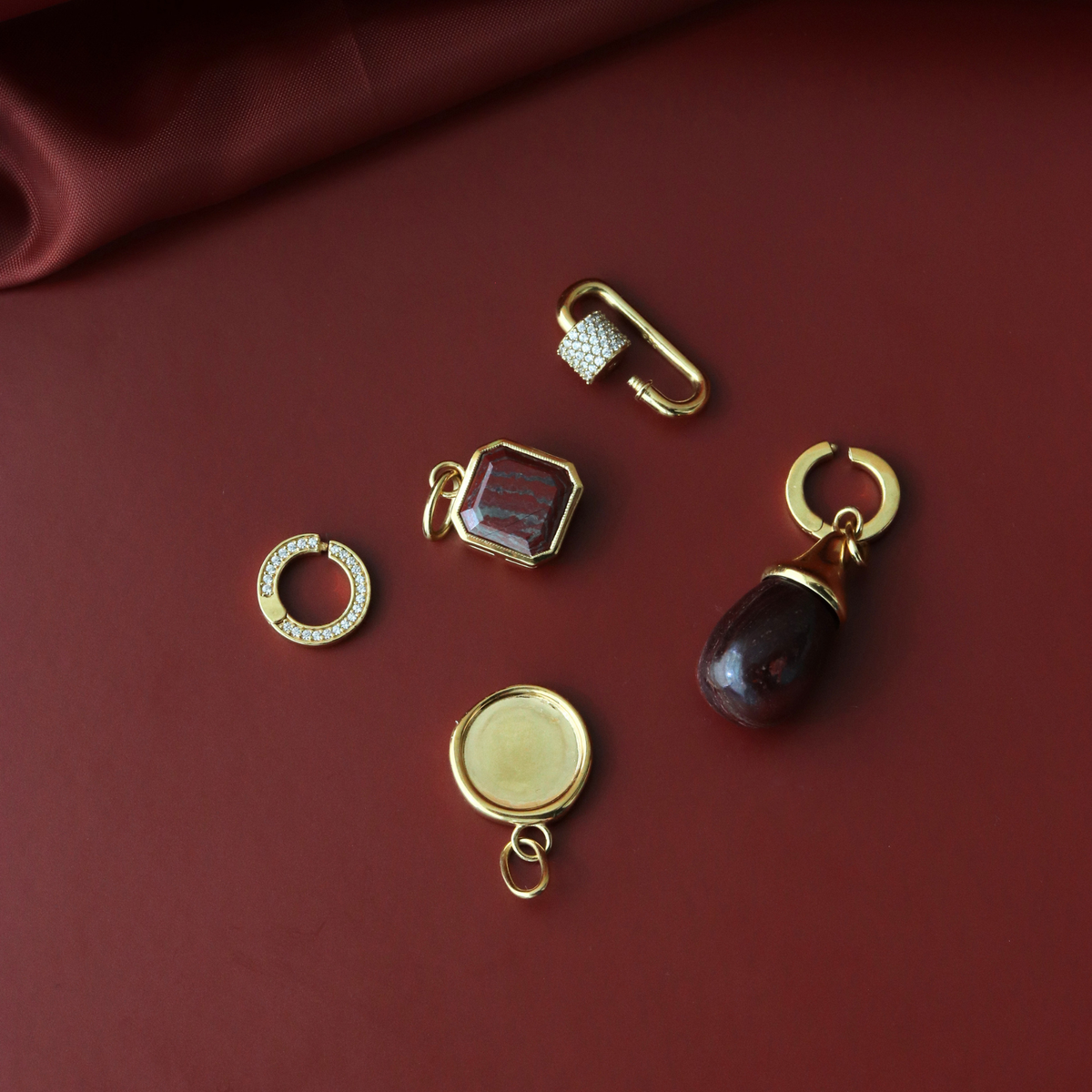 Pre-Order Joy Vintage Drop Charm - Sedona Red Jasper & Gold