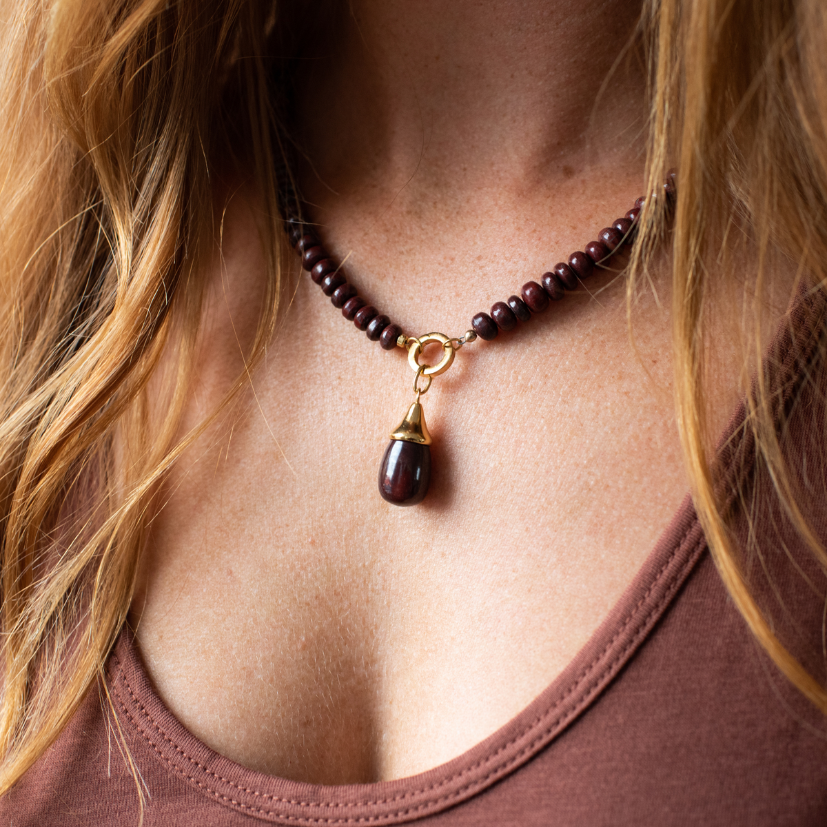 Pre-Order Joy Vintage Drop Charm - Sedona Red Jasper & Gold