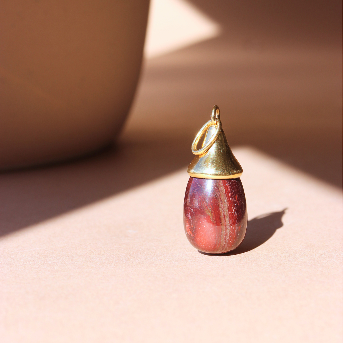 Pre-Order Joy Vintage Drop Charm - Sedona Red Jasper & Gold