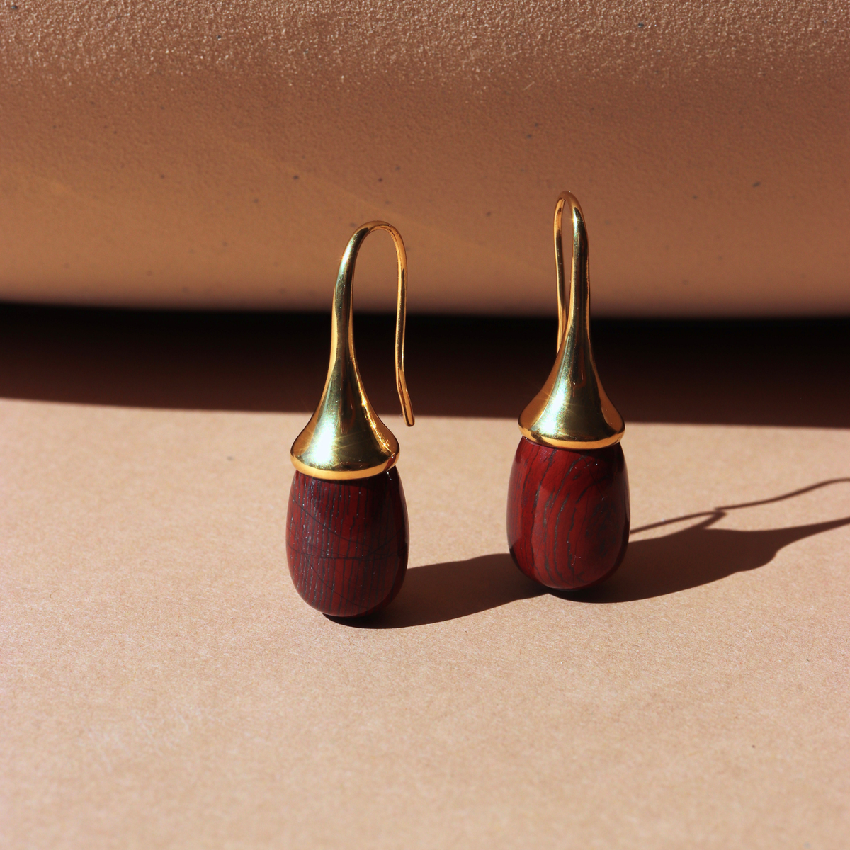 Joy Vintage Drop Earrings - Sedona Red Jasper & Gold
