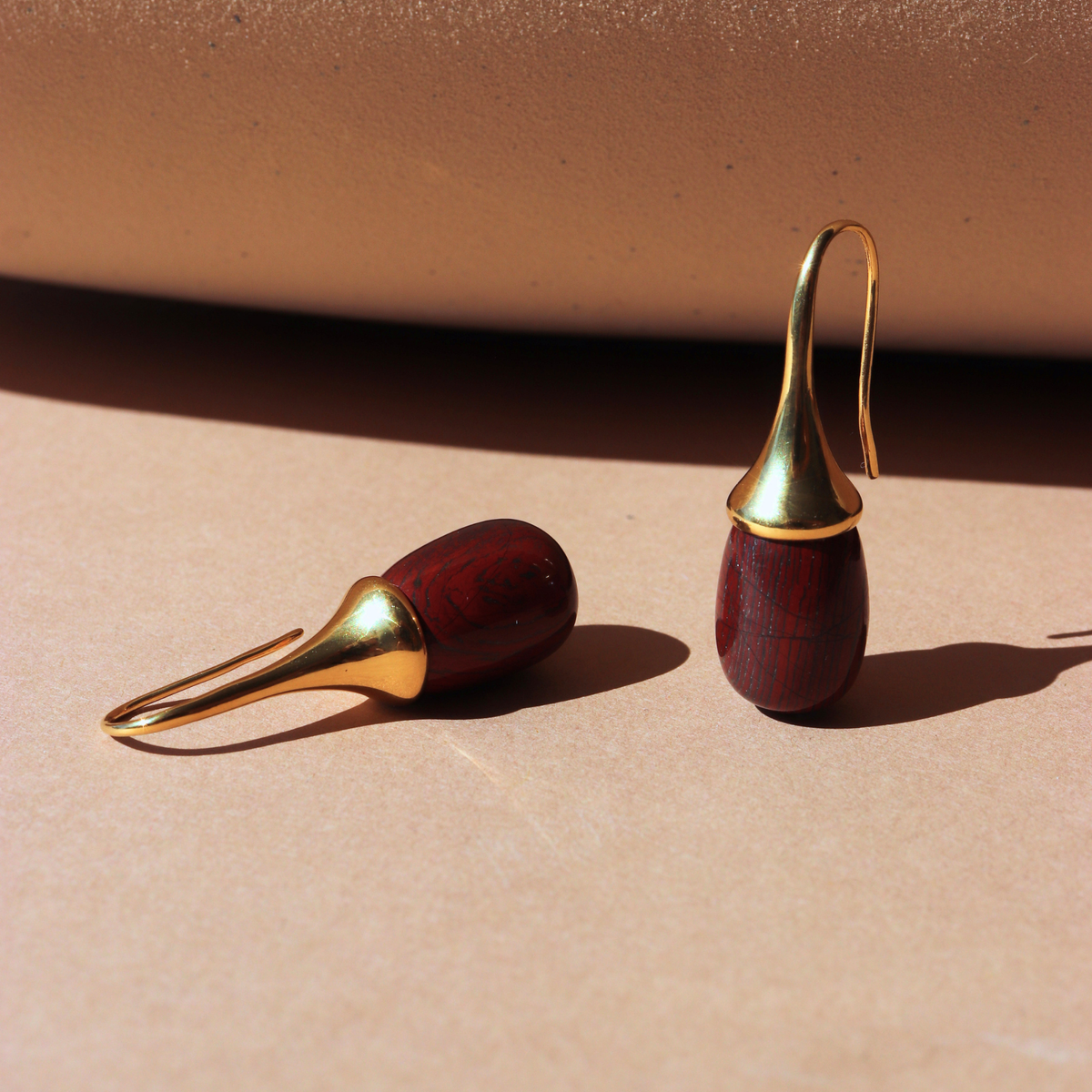 Joy Vintage Drop Earrings - Sedona Red Jasper & Gold