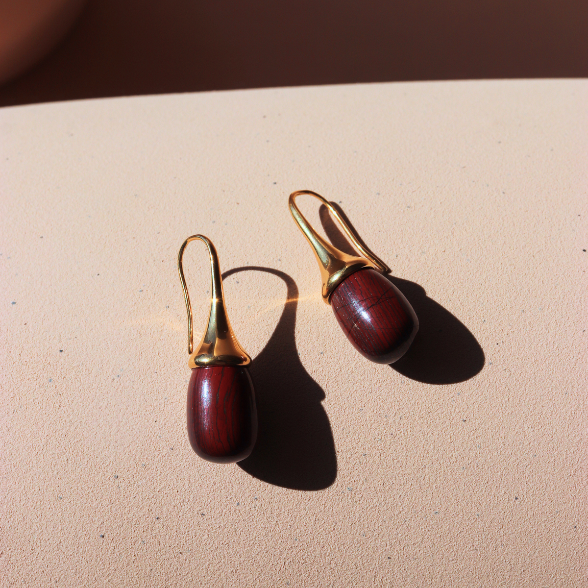 Joy Vintage Drop Earrings - Sedona Red Jasper & Gold