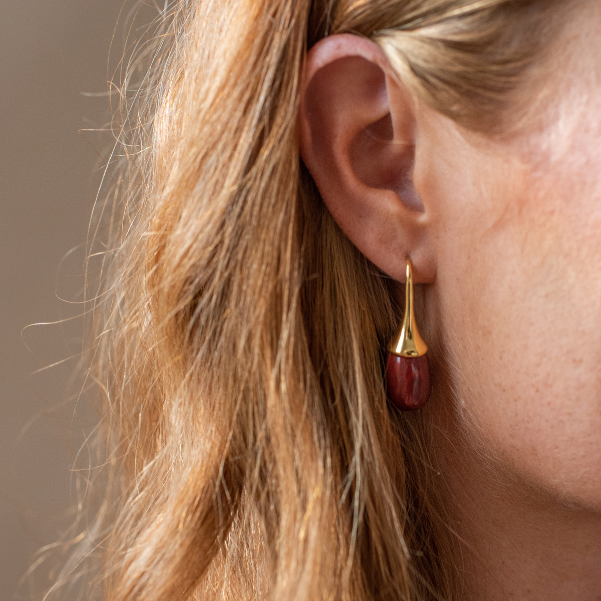 Joy Vintage Drop Earrings - Sedona Red Jasper & Gold