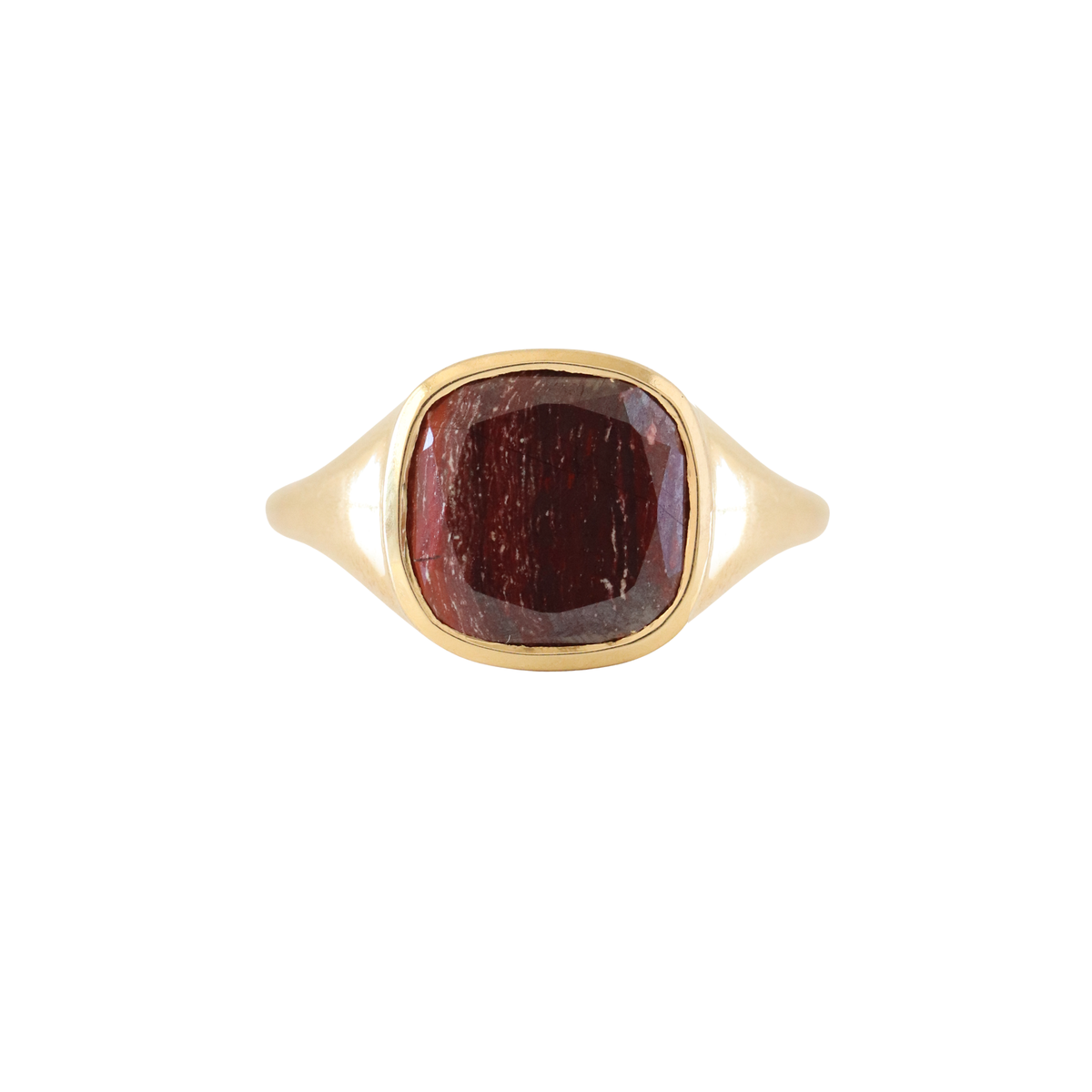 Love Cushion Cut Signet Ring - Sedona Red Jasper