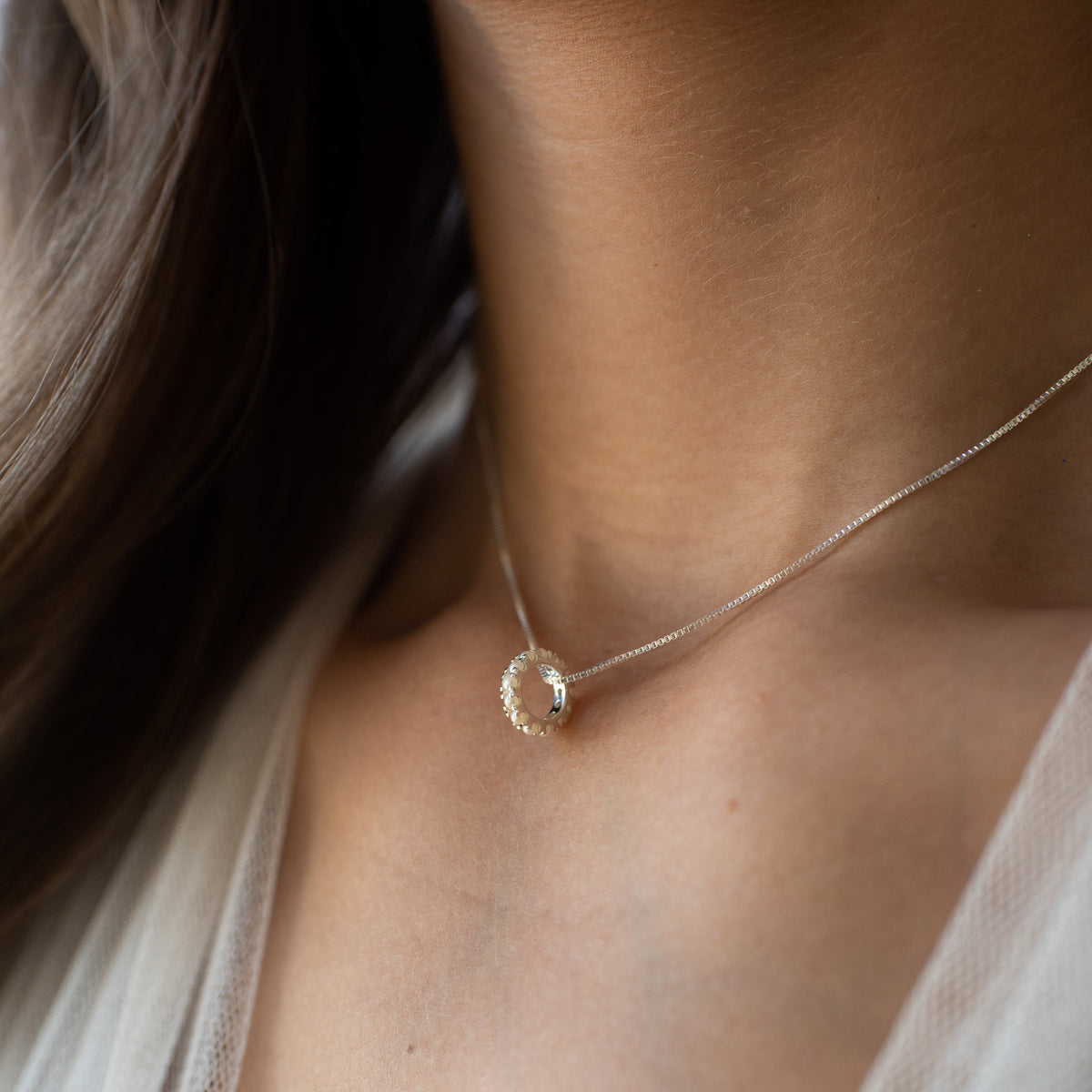 Love Eternity Ring Charm - Pearl