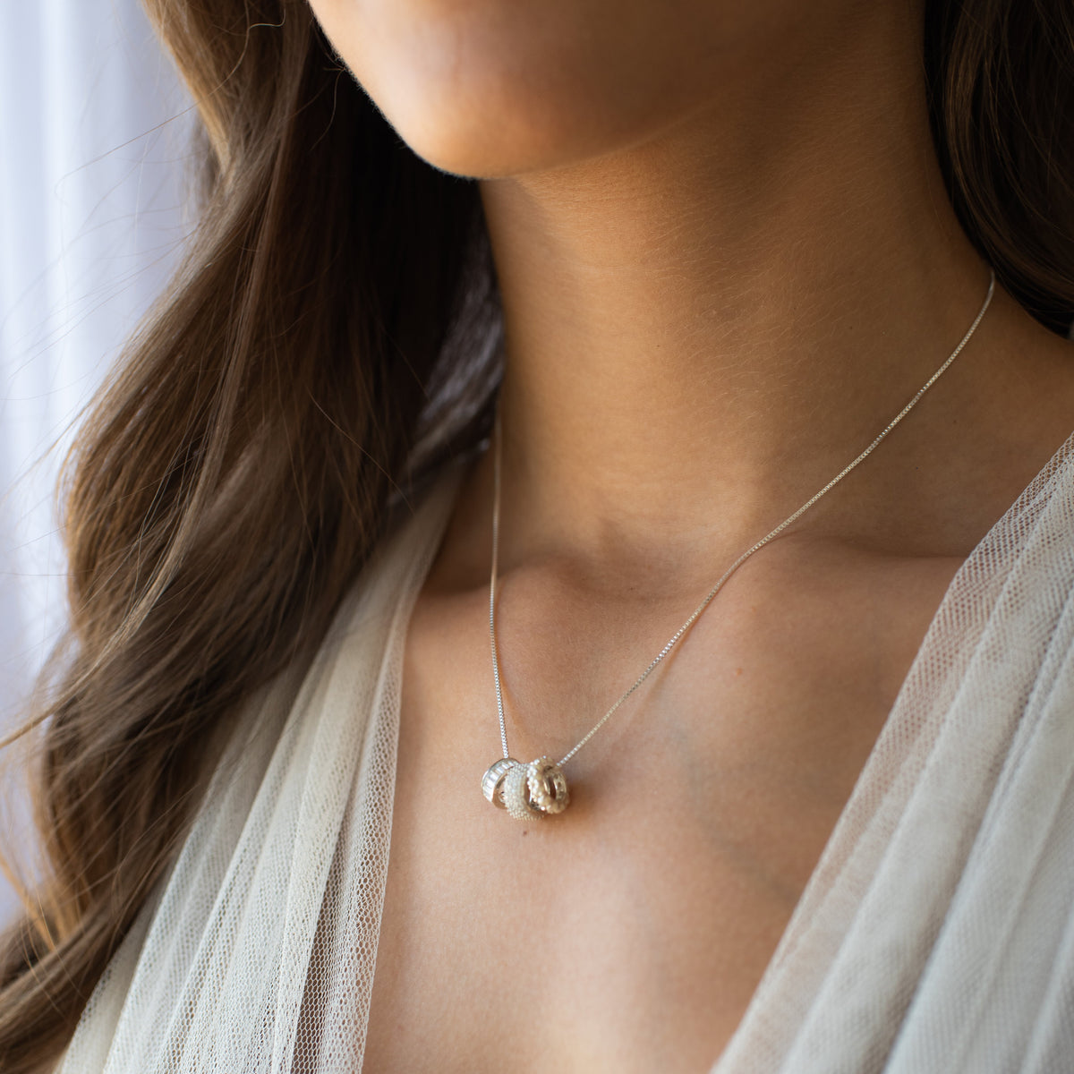 Love Eternity Ring Charm - Pearl