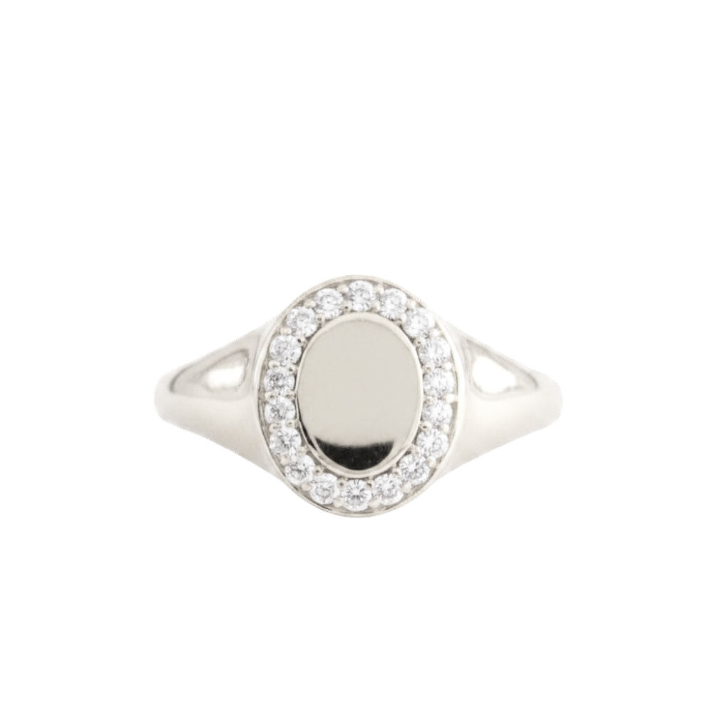 LOVE OVAL SIGNET RING - CUBIC ZIRCONIA & SILVER