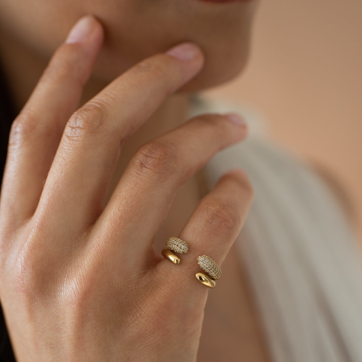 Love Pave Open Ring - Cubic Zirconia