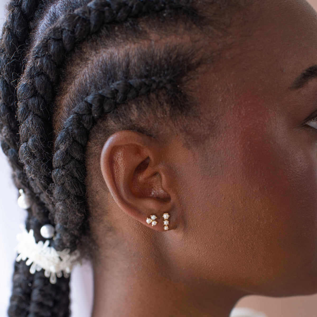 Love Trio Bar Studs - Pearl