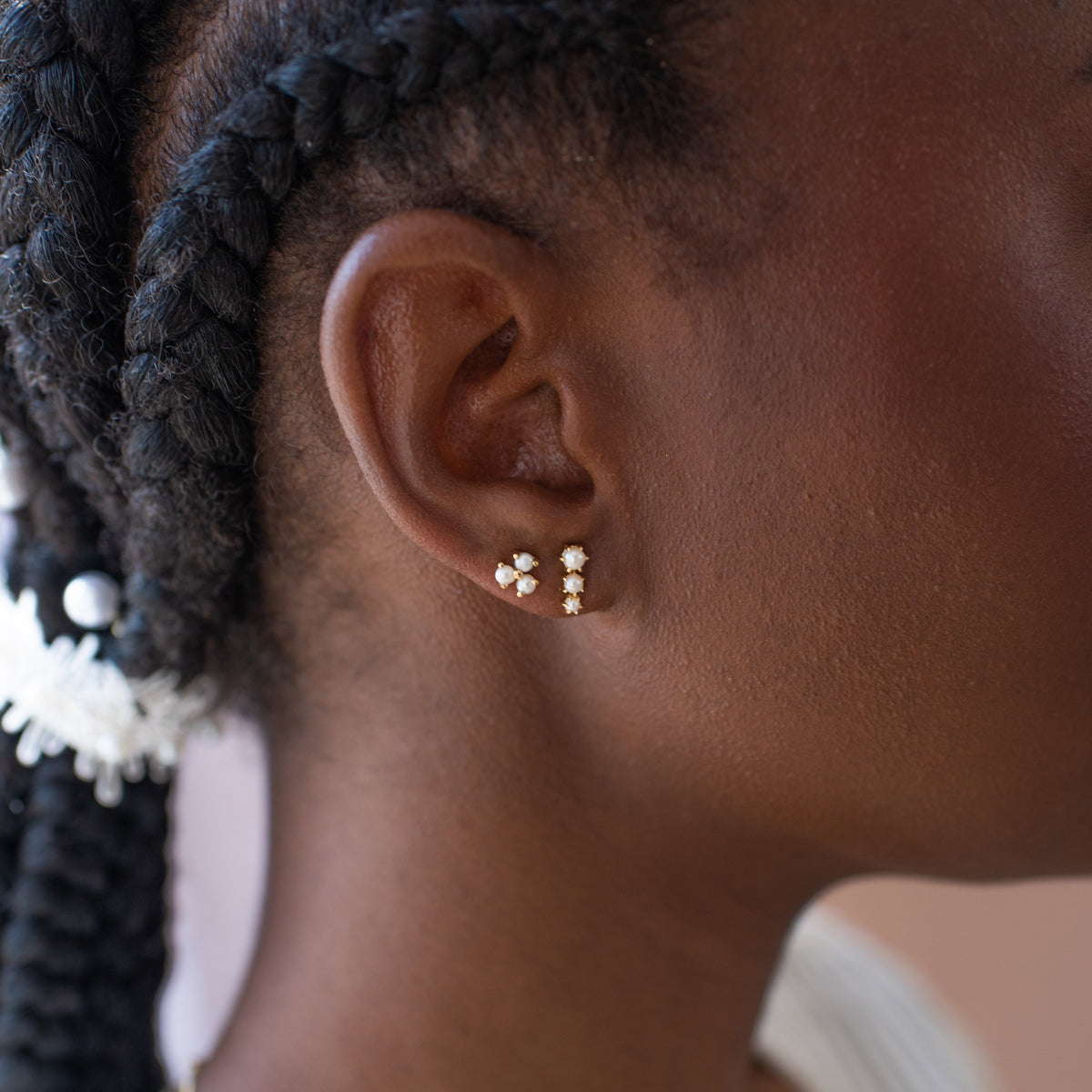 Love Trio Bar Studs - Pearl