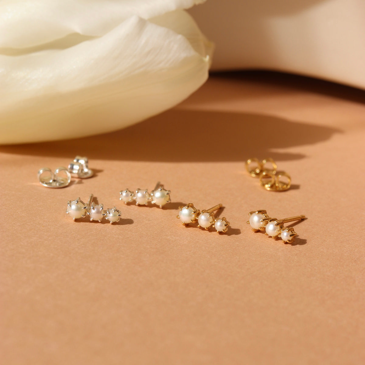Love Trio Bar Studs - Pearl