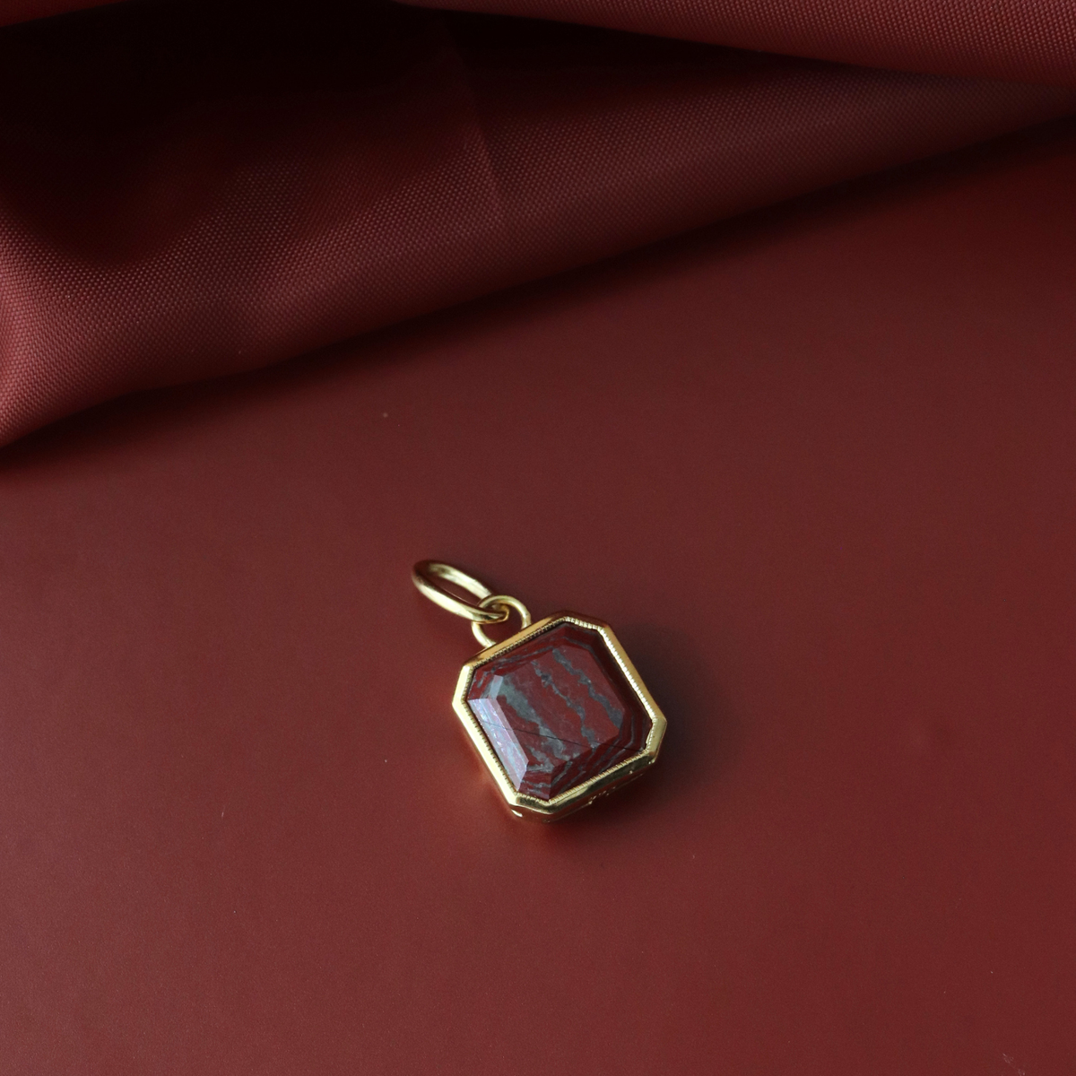 Love Vintage Square Charm - Sedona Red Jasper & Gold