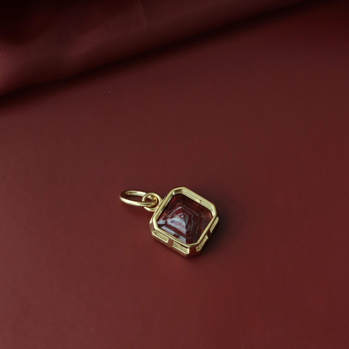 Love Vintage Square Charm - Sedona Red Jasper & Gold