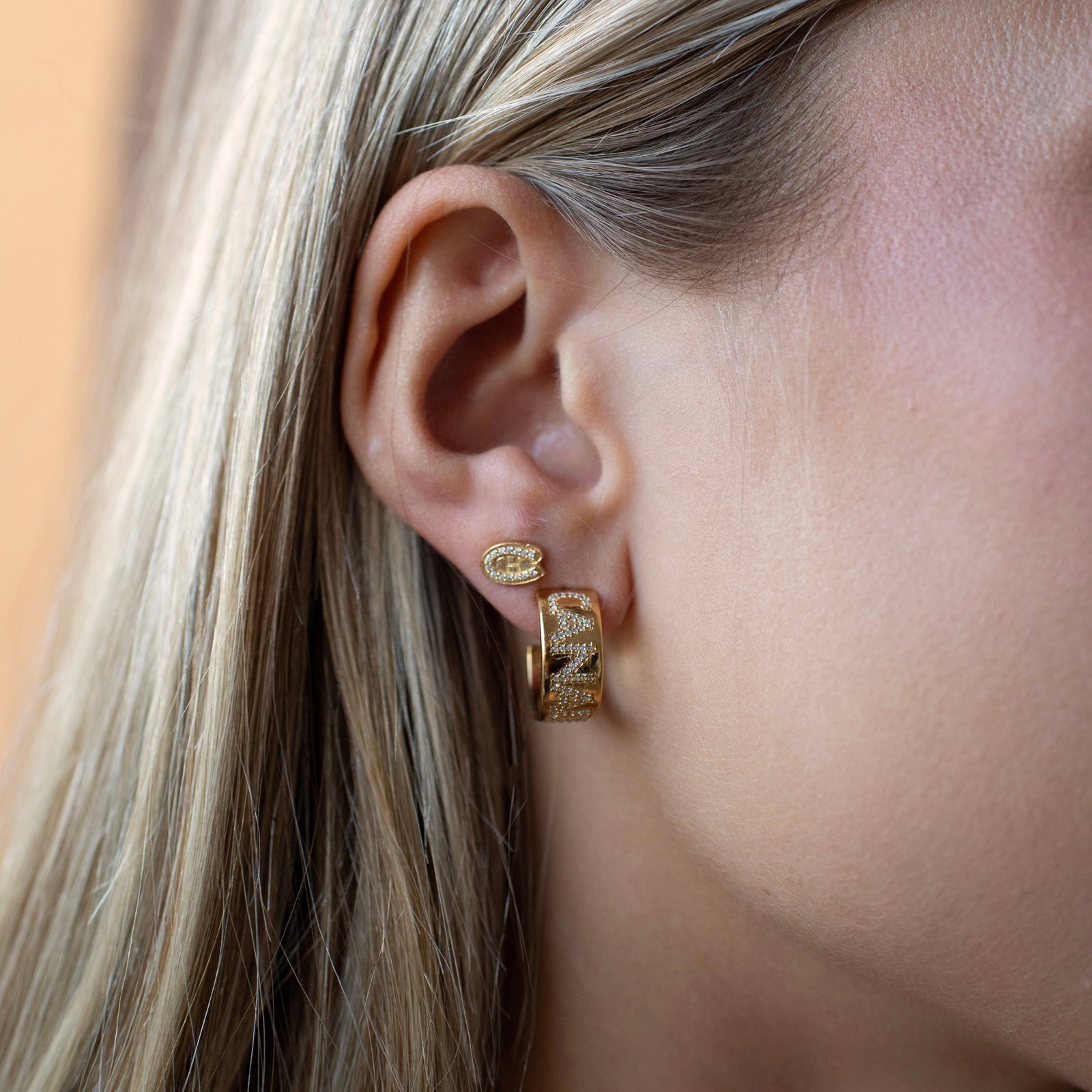 Canadiens PAVÉ Cigar Band Hoop Earrings Gold Or Silver