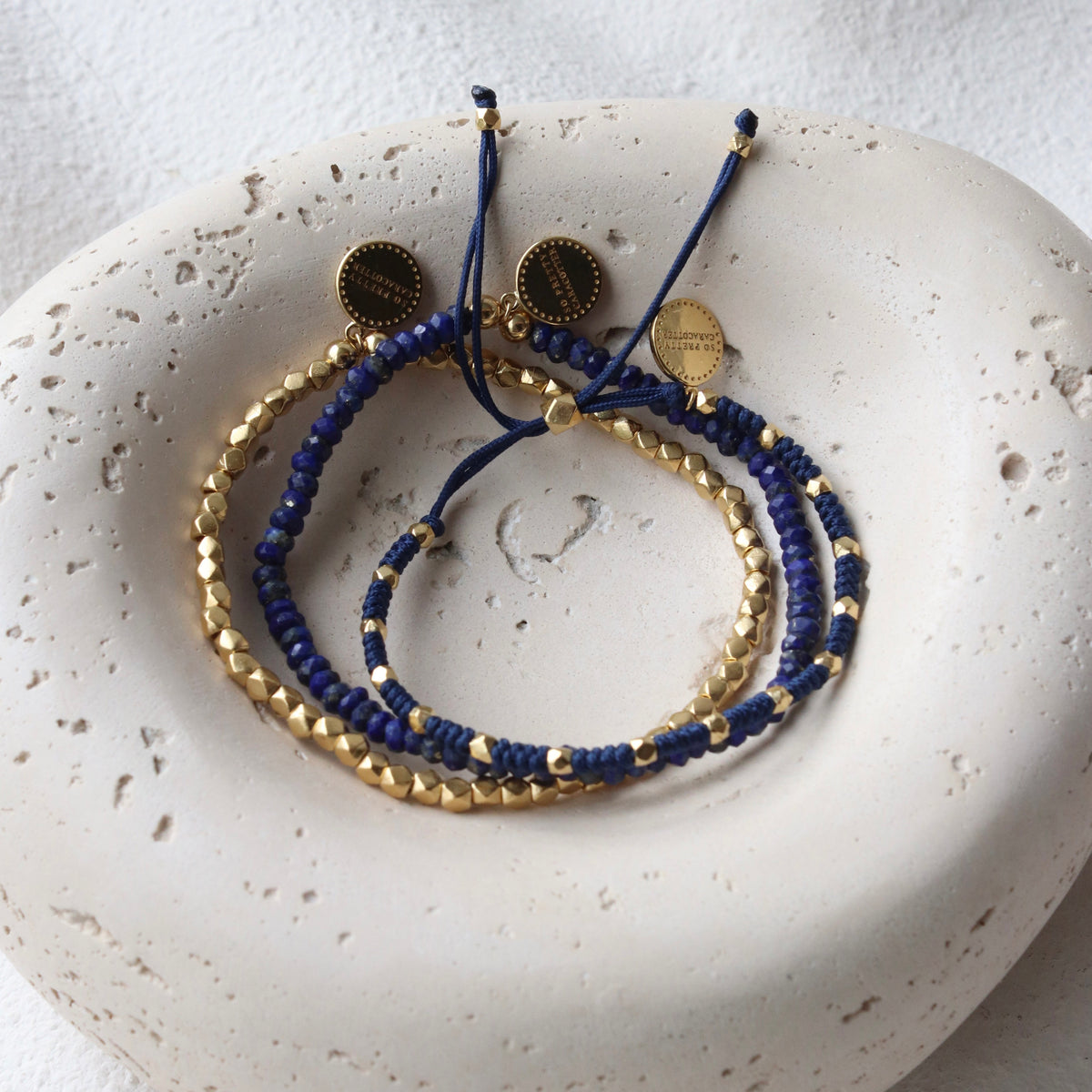 Iconic Beaded Stretch Bracelet - Lapis