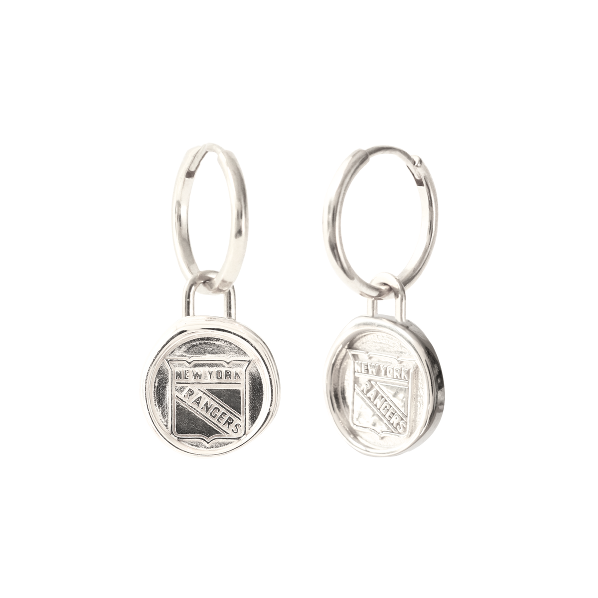 New York Rangers Wax Seal Charm Hoop Earrings