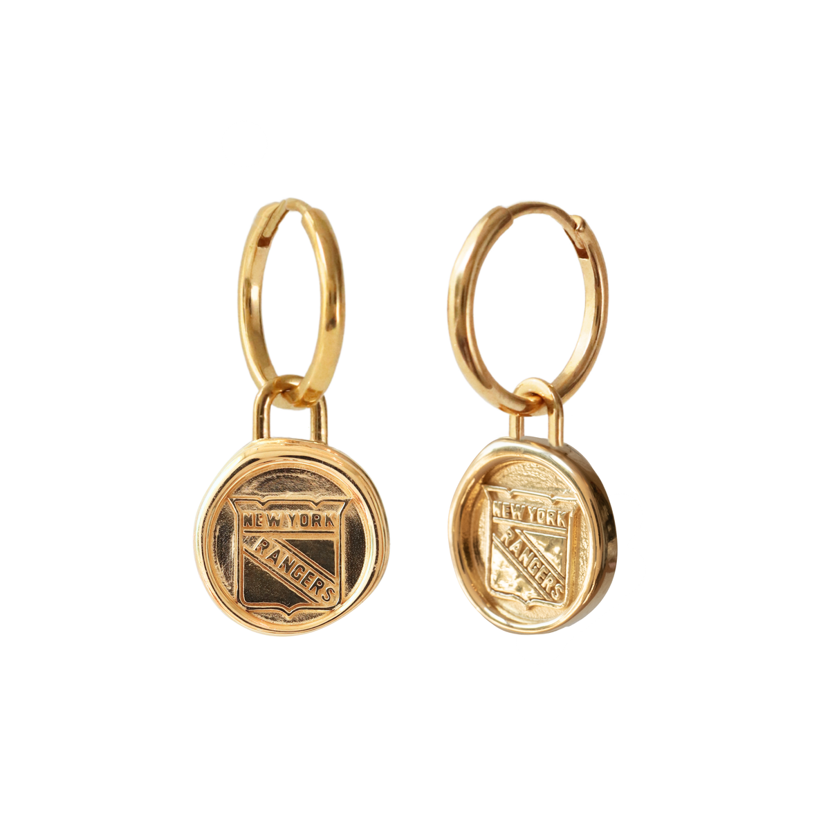 New York Rangers Wax Seal Charm Hoop Earrings