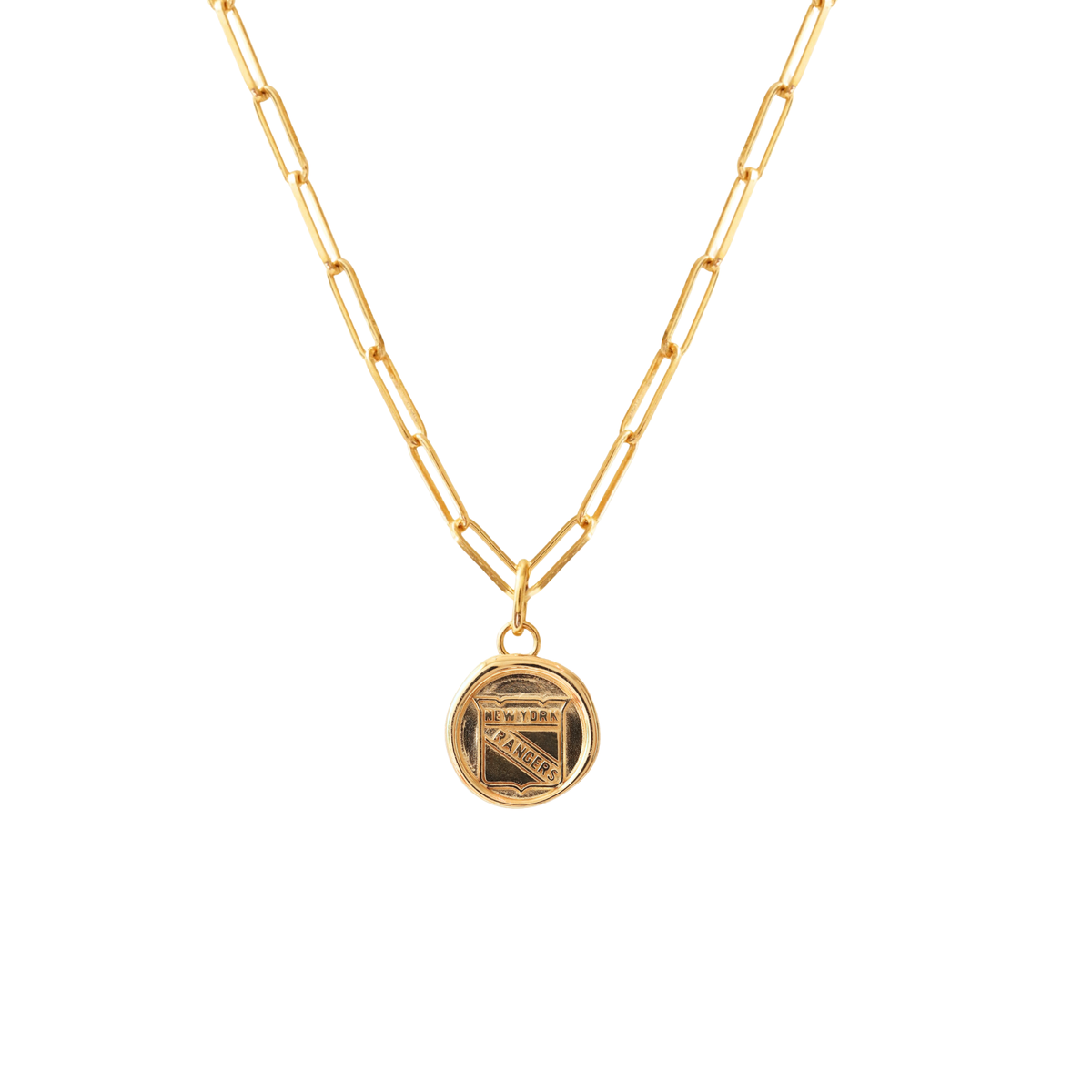 New York Rangers Wax Seal Oval  Link Pendant Necklace