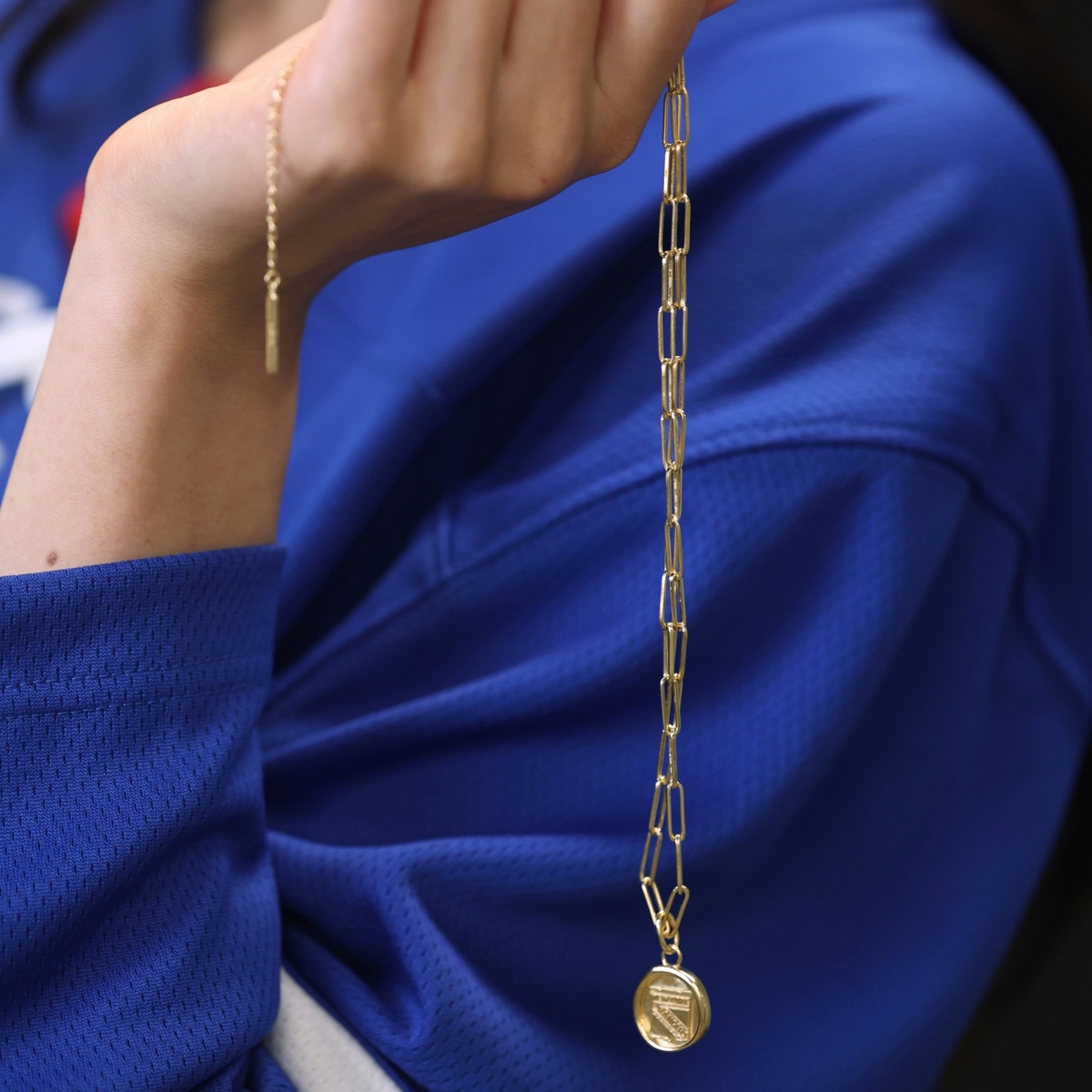New York Rangers Wax Seal Oval  Link Pendant Necklace