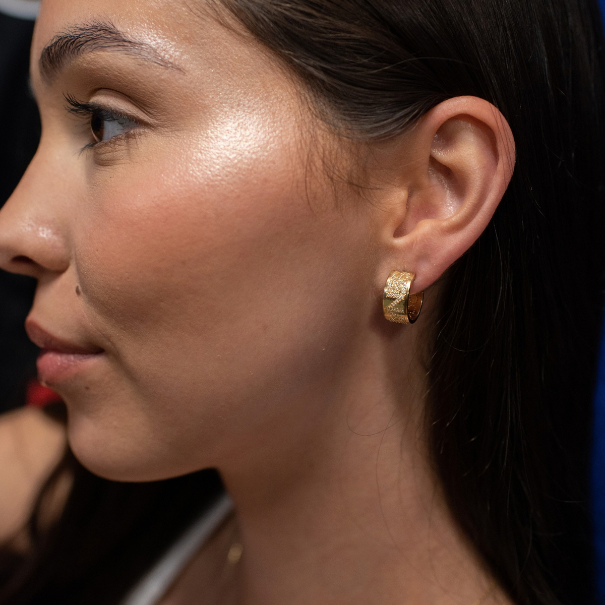 Ottawa Senators Pave Cigar Band Hoop Earrings