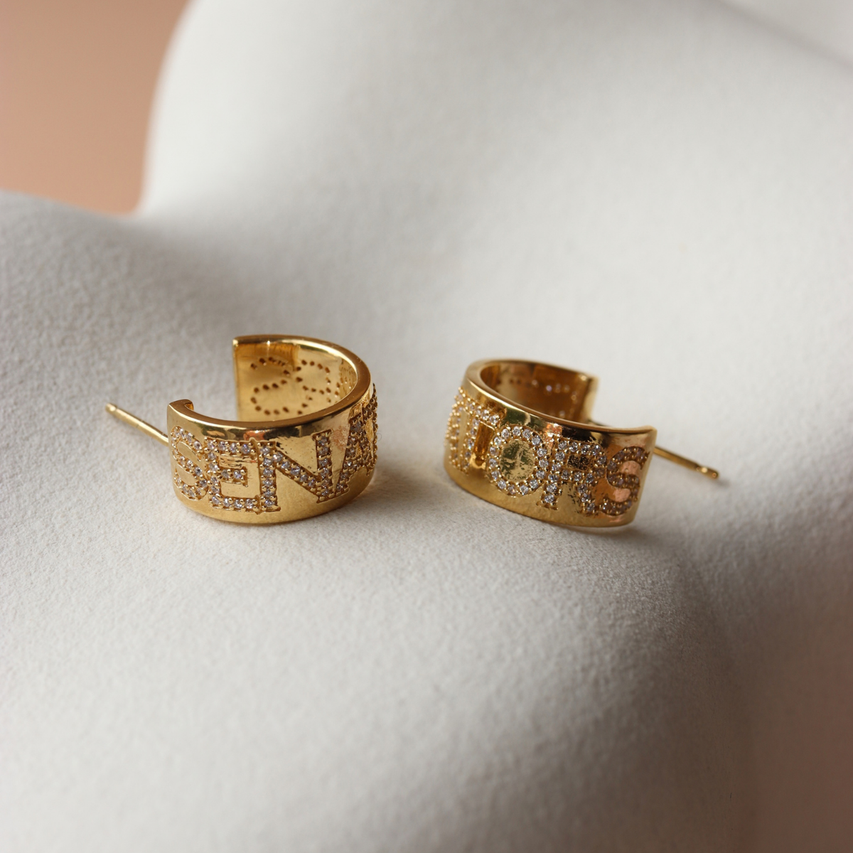 Ottawa Senators Pave Cigar Band Hoop Earrings