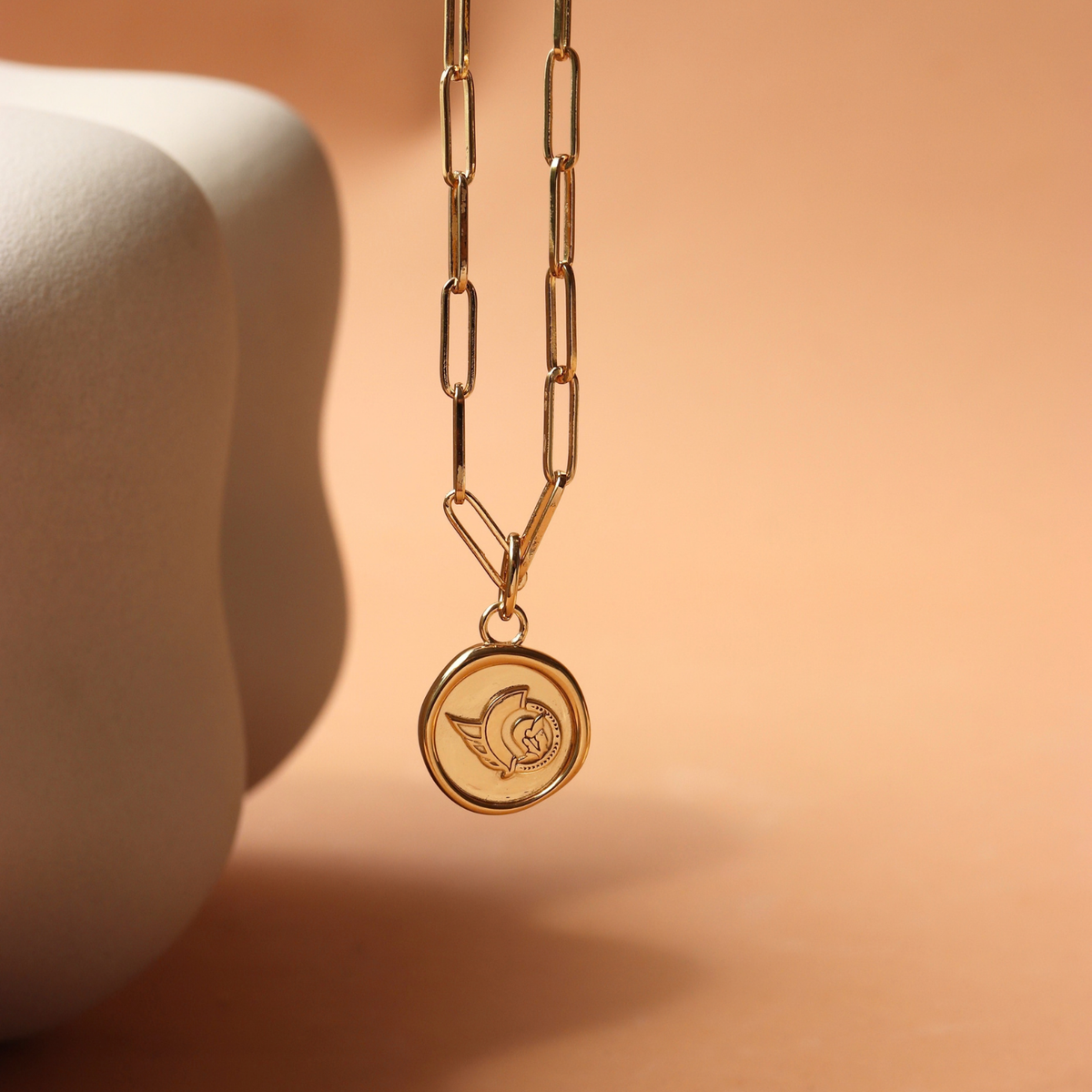 Ottawa Senators Wax Seal Oval  Link Pendant Necklace