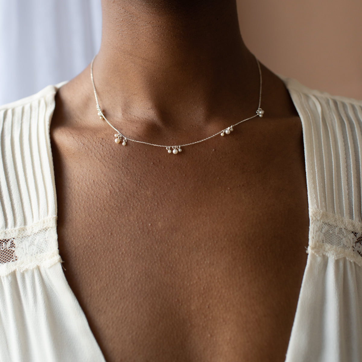 Radiant Cluster Necklace - Pearl