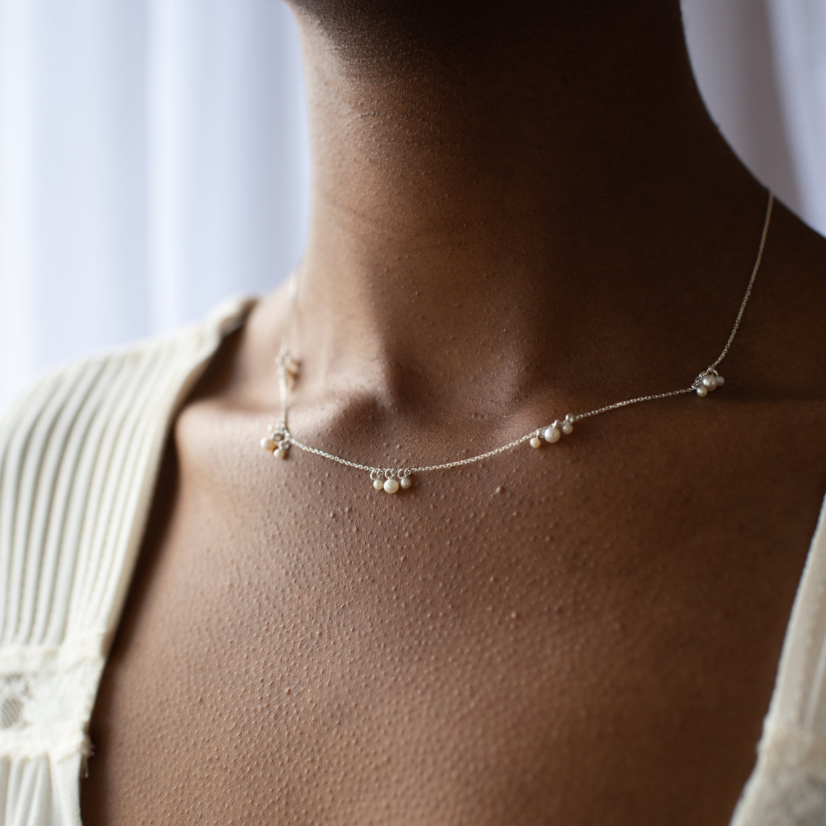 Radiant Cluster Necklace - Pearl