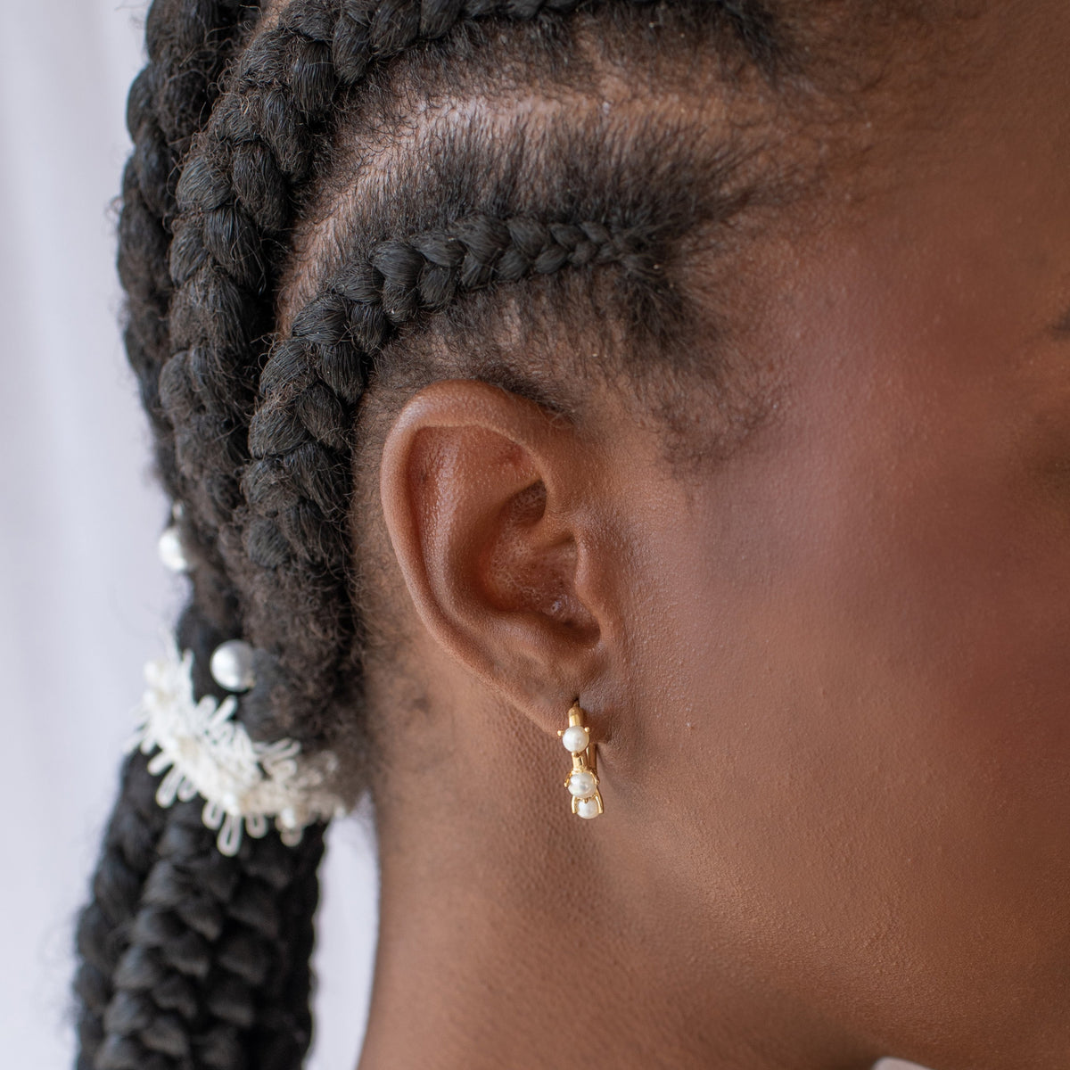Scattered Love Huggie Hoops - Pearl